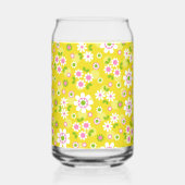 Fleurs rétro mod jaune et blanc monogramme (Verso)
