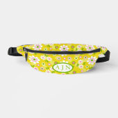 Fleurs rétro mod jaunes et blanc monogramme (Recto)