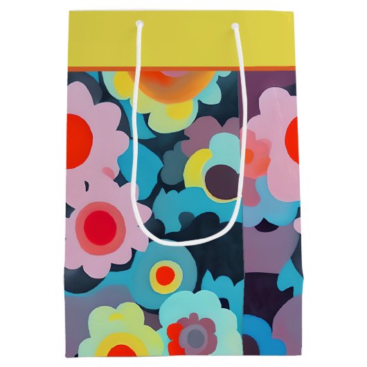 Fleurs rétro mod moyen sac cadeau (Dos)