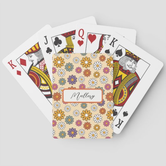 Fleurs Retro personnalisées Cartes de Jeu Classiqu (dos)