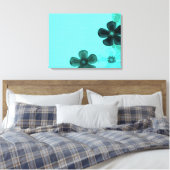 Fleurs rétro vintages toile étirée Turquoise (Insitu(Chambre))