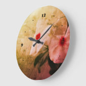 Fleurs rétros Photo Arrondi (Grande) Horloge mural (Angle)
