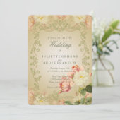 Fleurs romantiques - Carte d'invitation (Debout devant)