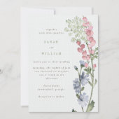 Fleurs romantiques de prairie Invitation de mariag (Devant)