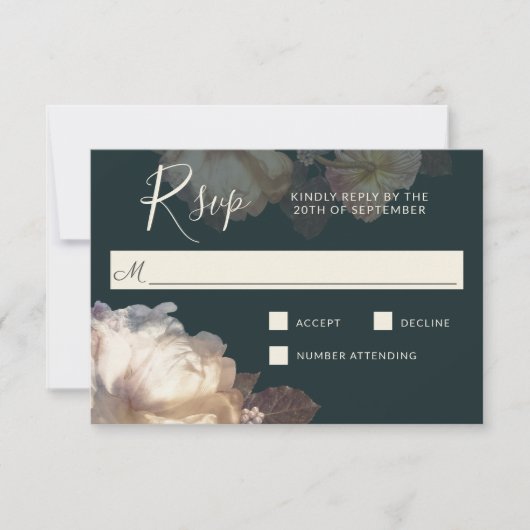 Fleurs romantiques Élégant mariage floral RSVP (Devant)
