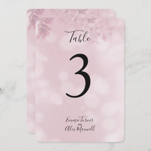 Fleurs romantiques roses | Cartes de numéro de tab (Devant / Derrière)