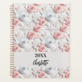 Fleurs rose blanc motif script 2026 (Devant)
