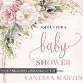 Fleurs Rose Blush Eucalyptus Invitation Bébé Fille