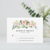 Fleurs Rose | Carte de réponse de mariage (Debout devant)