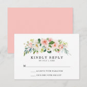 Fleurs Rose | Carte de réponse de mariage (Devant / Derrière)