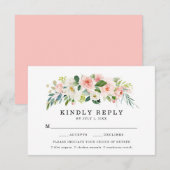 Fleurs Rose | Carte de réponse de mariage avec cho (Devant / Derrière)