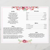 FLEURS ROSE DE COULEUR D'EAU | Modèle du programme (Dos)