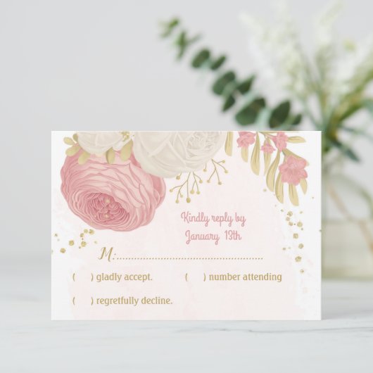 fleurs rose et blanche or botanique rsvp (Debout devant)