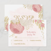 fleurs rose et blanche or botanique rsvp (Devant / Derrière)