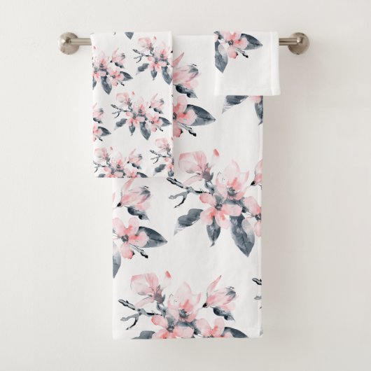 Fleurs rose et gris Motif Aquarelle classique (En situation)