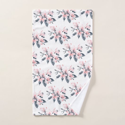 Fleurs rose et gris Motif Aquarelle classique (Serviette à main)