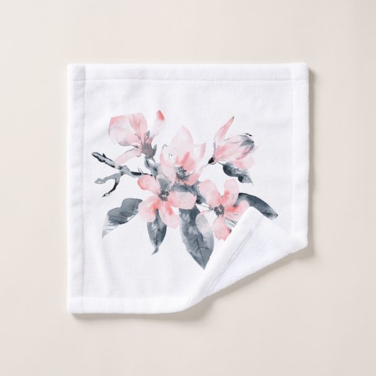 Fleurs rose et gris Motif Aquarelle classique (Gant de toilette)