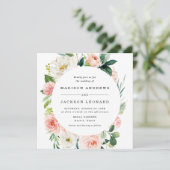 Fleurs Rose | Faire-Part de Mariage (Debout devant)