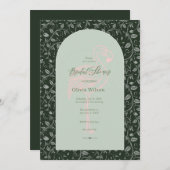fleurs rose flamingo Douche nuptiale Invitation (Devant / Derrière)