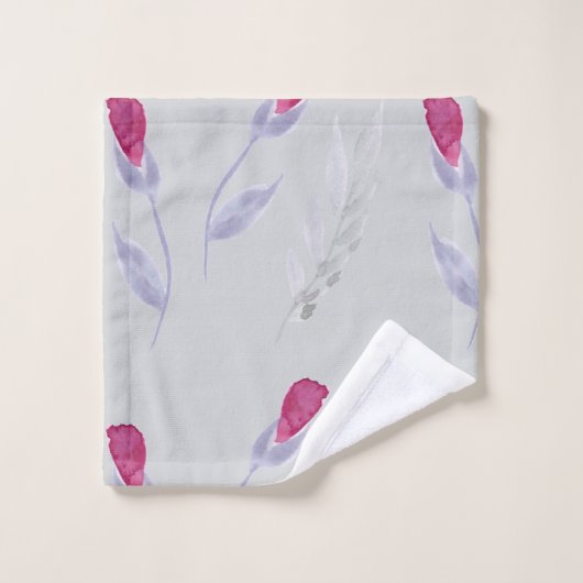Fleurs rose gris (Gant de toilette)