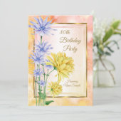 Fleurs rose jaune bleu Invitation de fête d'annive (Debout devant)