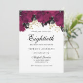 Fleurs rose Marsala 80e anniversaire Invitation de (Debout devant)