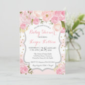fleurs rose pâle Baby shower Invitation (Debout devant)