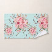 Fleurs rose pâle sur bleu clair (Serviette à main)