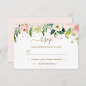 Fleurs rose pêche or Confetti RSVP (Devant / Derrière)