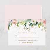 Fleurs Rose Pêche Or Confettis RSVP (Devant / Derrière)