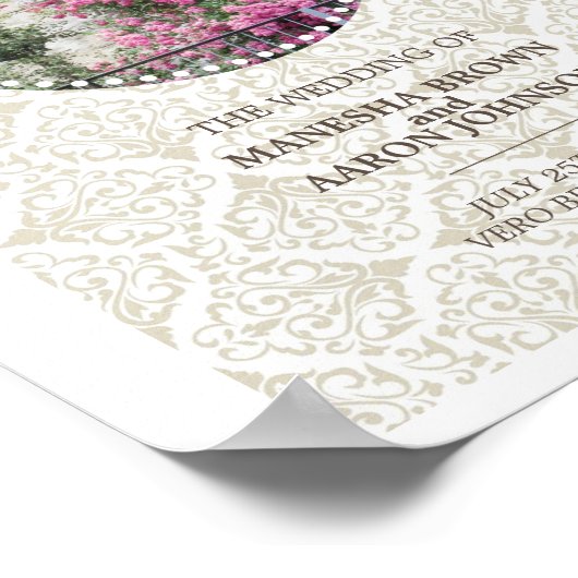 Fleurs ROSE - Poster Mariage (Coin)