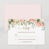 Fleurs rose poudré or Confetti RSVP (Devant / Derrière)