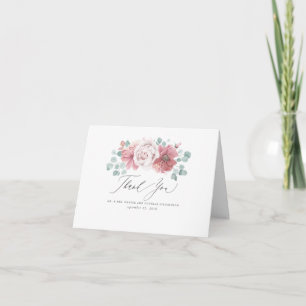 Fleurs Rose Poussiéreuse Élégant Merci