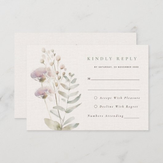 Fleurs rose vif Mariage Carte RSVP (Devant / Derrière)