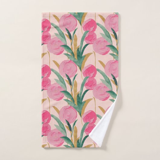 Fleurs roses (Serviette à main)