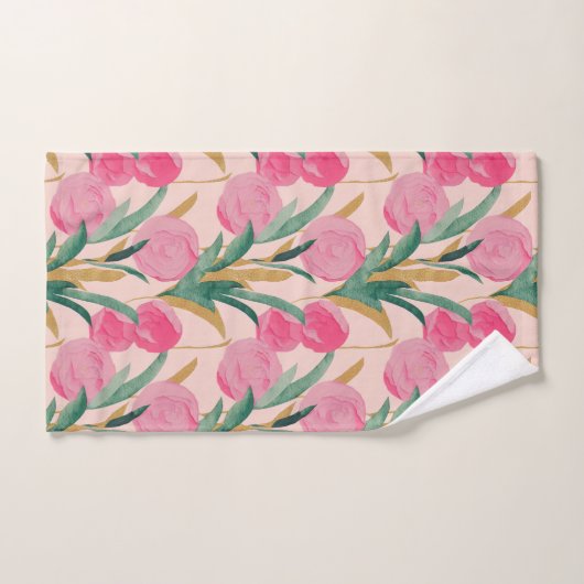 Fleurs roses (Serviette à main)