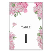 Fleurs roses à l'aquarelle - numéro de table de ma (Dos)