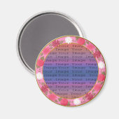 Fleurs roses Aimant rond Personnalisé (Recto/Verso)