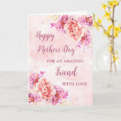 Fleurs roses Ami Bonne carte de fête des mères (Fleur jaune)