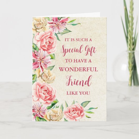 Fleurs roses Ami Bonne carte de fête des mères (Devant)