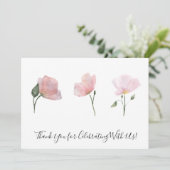Fleurs roses Aquarelle Floral Art Carte de remerci (Debout devant)