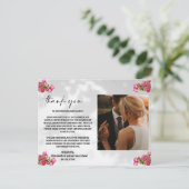 fleurs roses avec Carte de remerciements photo (Debout devant)