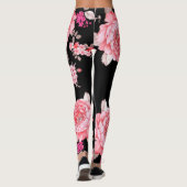 Fleurs roses avec legging arrière - plan noir. (Dos)