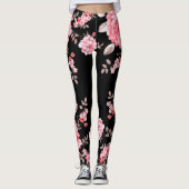 Fleurs roses avec legging arrière - plan noir. (Devant)
