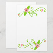 Fleurs roses avec Papeterie Vigne Verte (Devant / Derrière)