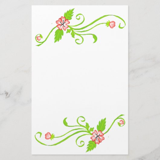 Fleurs roses avec Papeterie Vigne Verte (Devant)