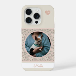 Fleurs roses avec photo de VOTRE CHIEN et nom