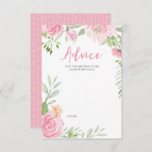 Fleurs roses blanches Cartes de conseil baby showe