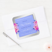 Fleurs roses Bleu Argent Étiquettes d'emballage de (Enveloppe)