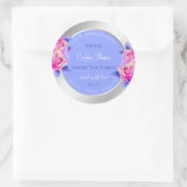 Fleurs roses Bleu Argent Étiquettes d'emballage de (Sac)